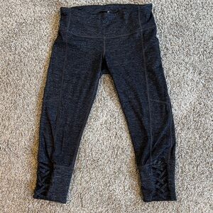 Athleta XS capri Leggings with Crisscross Detail. Dark gray.